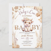 Invitation Saint Baby shower de la vache Boho Genre Neutre (Devant)