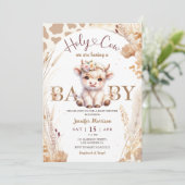 Invitation Saint Baby shower de la vache Boho Genre Neutre (Debout devant)