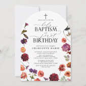 Invitation Saint Baptême et 1er Anniversaire Floral (Devant)