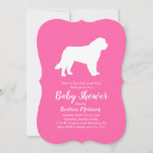 Invitation Saint Bernard Chien Baby shower fille rose (Devant)