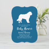 Invitation Saint Bernard Chien Baby shower Garçon bleu (Debout devant)