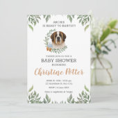 Invitation Saint Bernard Chien Vert Boho Baby shower Boho (Debout devant)