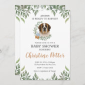Invitation Saint Bernard Chien Vert Boho Baby shower Boho (Devant / Derrière)
