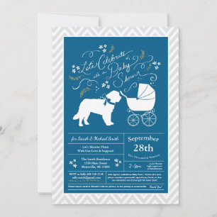 Invitation Saint Bernard Dog Baby shower Boy Blue
