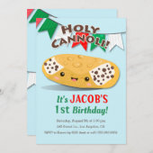 Invitation Saint Cannoli ! Fête d'anniversaire de Cute Boy (Devant / Derrière)