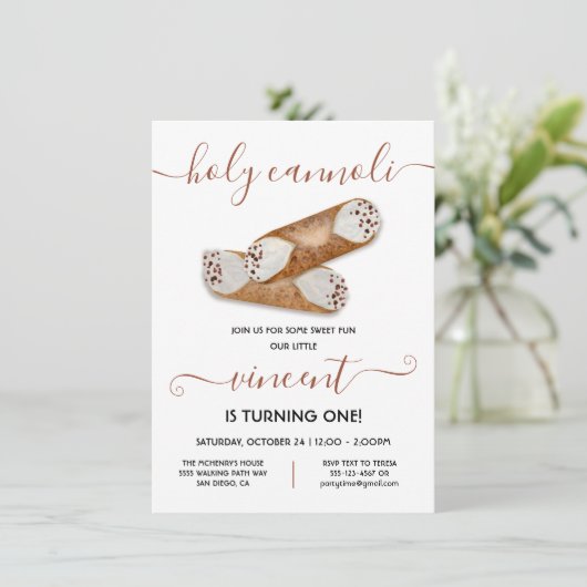 Invitation Saint Cannoli fête d'anniversaire moderne (Debout devant)