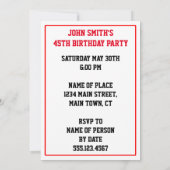 Invitation Saint Cannoli Italien Turning 45 Drapeau de l'Ital (Dos)