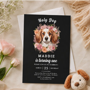 Invitation Saint Chien, J'ai Un An ! Fille Chien 1er Annivers