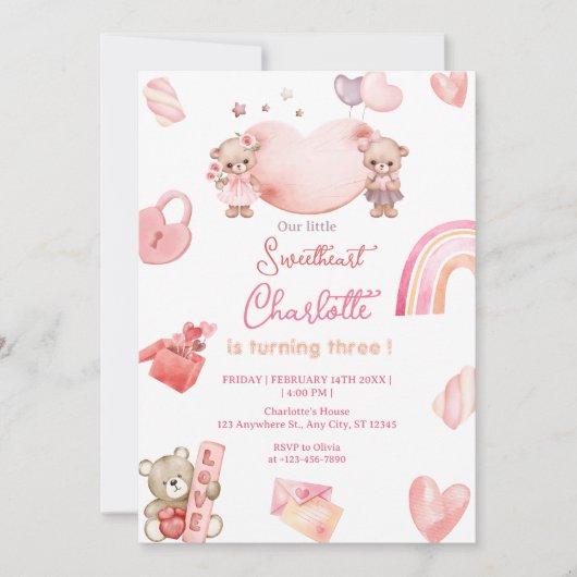 Invitation Saint coeur Saint Valentin fête d'anniversaire (Devant)