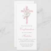 Invitation Saint-Esprit croix rose Confirmation (Devant / Derrière)