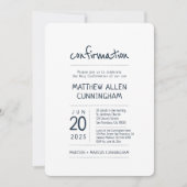 Invitation Saint garçon de confirmation | Moderne + Simple (Devant)