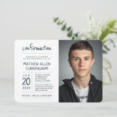 Invitation Saint garçon de confirmation | Moderne + Simple Ph (Debout devant)