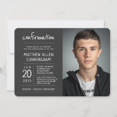 Invitation Saint garçon de confirmation | Moderne + Simple Ph (Devant)