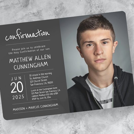 Invitation Saint garçon de confirmation | Moderne + Simple Ph
