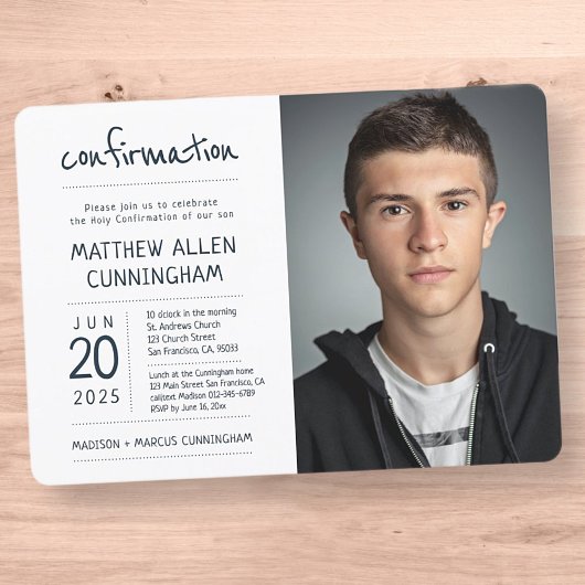 Invitation Saint garçon de confirmation | Moderne + Simple Ph