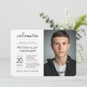 Invitation Saint garçon de confirmation | Moderne + Simple Ph (Debout devant)