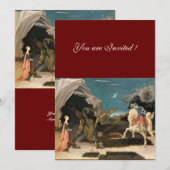 Invitation SAINT GEORGE ET LE DRAGON, brun, bleu rouge noir (Devant / Derrière)