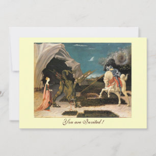 Invitation SAINT GEORGE ET LE DRAGON, brun, crème bleue rouge