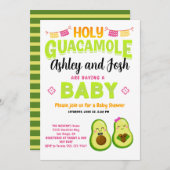 Invitation Saint Guacamole Avocado Baby shower Fiesta (Devant / Derrière)