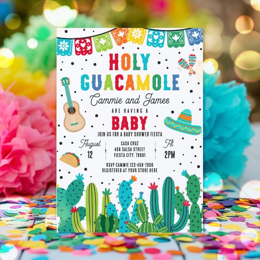Invitation Saint-Guacamole Baby shower mexicain de la Fiesta