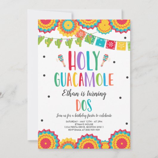 Invitation Saint Guacamole Dos 2e anniversaire Cactus Fiesta (Devant)