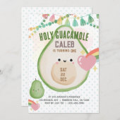 Invitation Saint-Guacamole Fiesta Avocado 1er anniversaire (Devant / Derrière)