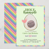 Invitation Saint Guacamole Fiesta Avocado Kiwaii Anniversaire (Devant / Derrière)