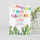 Invitation Saint Guacamole Fiesta Baby shower Cactus (Debout devant)