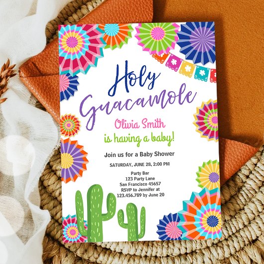 Invitation Saint Guacamole Fiesta Baby shower Mexicaine