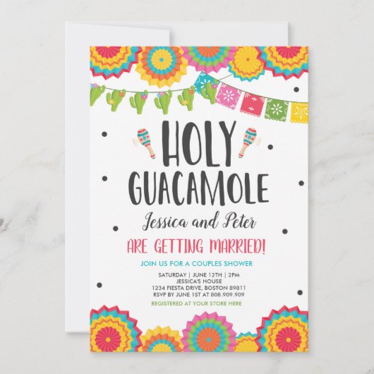 Invitation Saint Guacamole Fiesta Cactus Couples Douche (Devant)