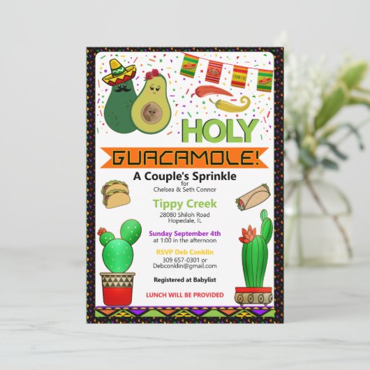 Invitation Saint Guacamole Sprinkle Douche (Debout devant)
