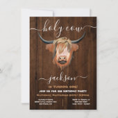 Invitation Saint-Highland Cow Russe fête d'anniversaire (Devant)