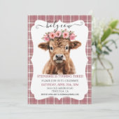 Invitation Saint-Highland Vache Anniversaire rose (Debout devant)
