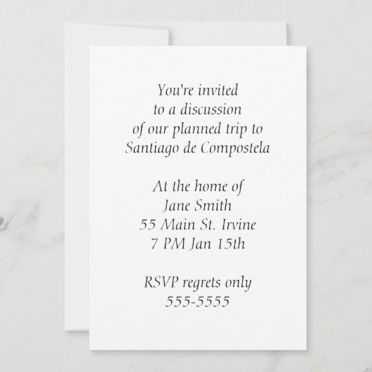 Invitation Saint-Jacques de Compostelle (Dos)