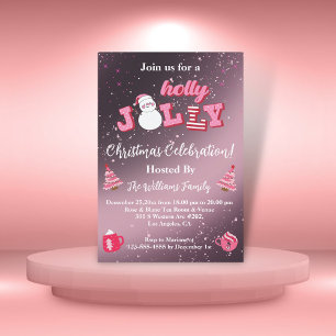 Invitation saint jolly parties scintillant métalliques roses