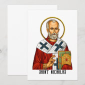 Invitation Saint Nicolas icône orthodoxe serbe des saints (Devant / Derrière)