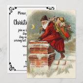 Invitation Saint Nicolas victorien de Noël sur le toit (Devant / Derrière)