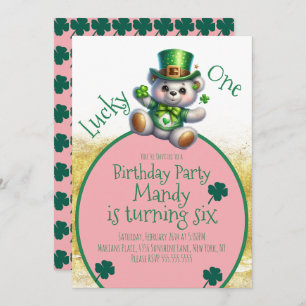 Invitation Saint Patrick’s Day Bear Girl Anniversaire Lucky O