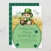 Invitation Saint-Patrick’s Day Bear Jote Anniversaire Lucky O (Devant / Derrière)