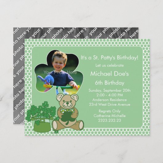 Invitation Saint Patrick's Day Bash de l'Shamrock (Devant / Derrière)