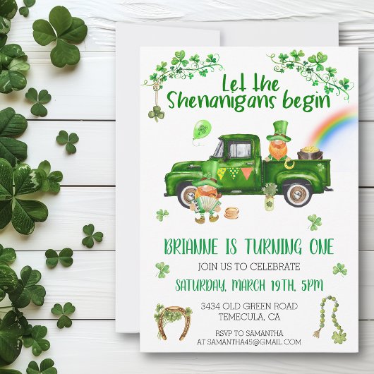 Invitation Saint Patrick's day Camion Anniversaire Shenanigan