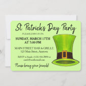 Invitation Saint Patrick's Day Green Leprechaun Tophat Party (Devant)