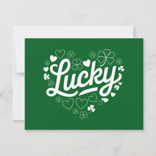 Invitation Saint Patrick's Day Heart Lucky Clover Shamrock (Devant)