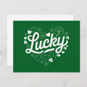 Invitation Saint Patrick's Day Heart Lucky Clover Shamrock (Devant / Derrière)