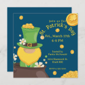 Invitation Saint Patrick's Day Leprechaun en Pot d'Or (Devant / Derrière)