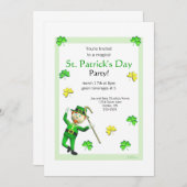 Invitation Saint Patrick's Day Leprechaun et Shamrock (Devant / Derrière)