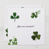 Invitation SAINT PATRICK'S DAY PARTY shamrock vert glace blan (Devant / Derrière)