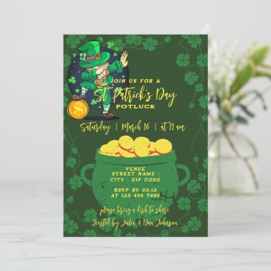 Invitation Saint Patrick's Day Potluck St Patty's Block Party (Debout devant)