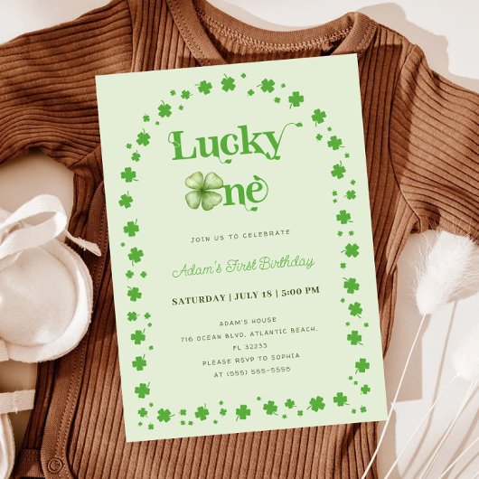 Invitation Saint Patrick's Day Shamrock Lucky One 1er anniver