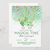 Invitation Saint Patrick's Day Unicorn Birthday (Devant / Derrière)